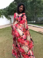 Multicolor Printed Crepe with Beautiful Embroidery - Image 5
