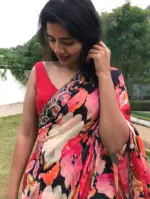 Multicolor Printed Crepe with Beautiful Embroidery - Image 4