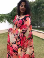 Multicolor Printed Crepe with Beautiful Embroidery - Image 6