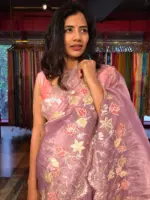 Lilac Crushed Tissue Silk Saree with Beautiful Embroidery - Image 2