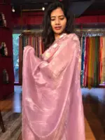 Lilac Crushed Tissue Silk Saree with Beautiful Embroidery - Image 6