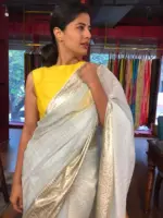 Powder Blue Georgette Saree highlighted with Zari Border