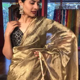 Metallic Gold Pure Tissue Silk Saree