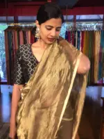 Metallic Gold Pure Tissue Silk Saree - Image 6