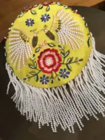 Yellow Raw Silk Bag with Hand Embroidery and Pearls - Image 2