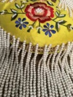 Yellow Raw Silk Bag with Hand Embroidery and Pearls - Image 4