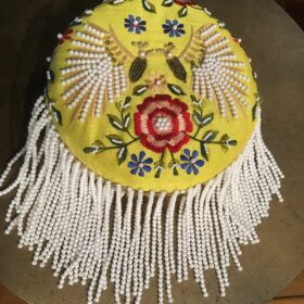 Yellow Raw Silk Bag with Hand Embroidery and Pearls