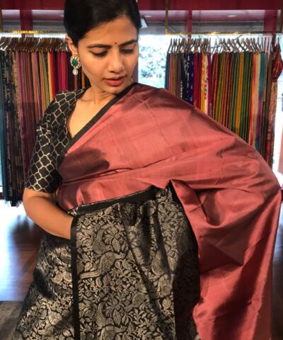 Pink Kanchivaram Silk Saree with Silver Zari Weaves