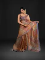 Multicolor Printed Tissue Silk Saree