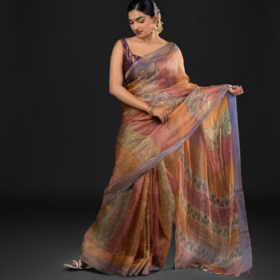 Multicolor Printed Tissue Silk Saree
