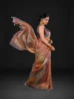 Multicolor Printed Tissue Silk Saree - Image 3