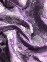 Purple Crushed Tissue Silk Saree with Gold Woven border - Image 7