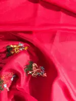 Red Embroidered Dola Silk Saree - Image 8