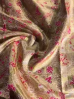 Ivory Banarasi Tissue Silk Saree with Gold Zari Border - Image 6