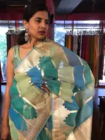 Ombre Blue Organza Silk Saree - Image 3