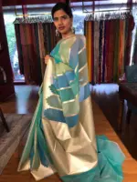 Ombre Blue Organza Silk Saree - Image 2