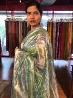 Ombre Blue Tissue Silk Saree with Gold Zari Weaves