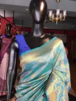 Blue Banarasi Silk Saree with Gold Zari Weaves