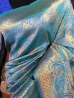 Blue Banarasi Silk Saree with Gold Zari Weaves - Image 3