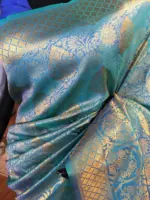 Blue Banarasi Silk Saree with Gold Zari Weaves - Image 8