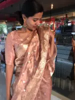 Pastel Pink Handwoven Tissue Silk Saree with Kadhwa Motifs - Image 3