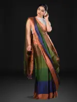 Ombre Green Handwoven Tissue Silk Saree