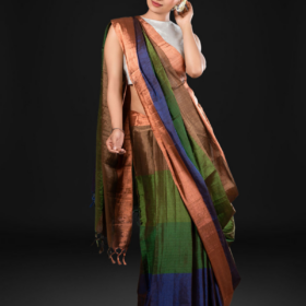 Ombre Green Handwoven Tissue Silk Saree