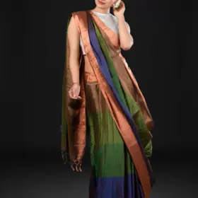 Ombre Green Handwoven Tissue Silk Saree
