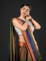 Ombre Green Handwoven Tissue Silk Saree - Image 2