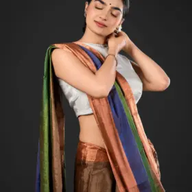 Purple Dual Tone Tissue Silk Saree highlighted with Gota Detailing