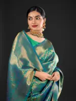 Emerald Green Banarasi Silk Saree with Gold Zari Weaves