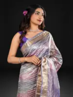 Ombre Purple Tissue Silk Saree with Gold Zari Weaves