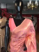 Pink Banarasi Silk Saree with Gold Zari Weaves