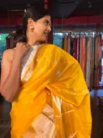 Haldi Yellow Mangalagiri Silk Saree - Image 2
