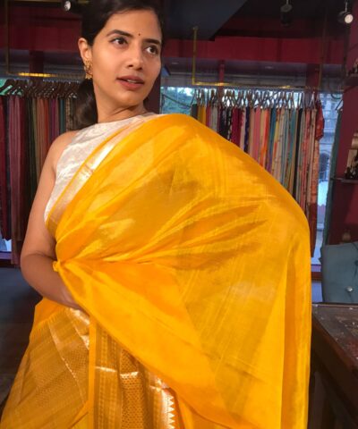 Haldi Yellow Mangalagiri Silk Saree