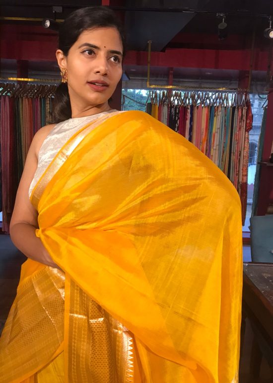 Haldi Yellow Mangalagiri Silk Saree