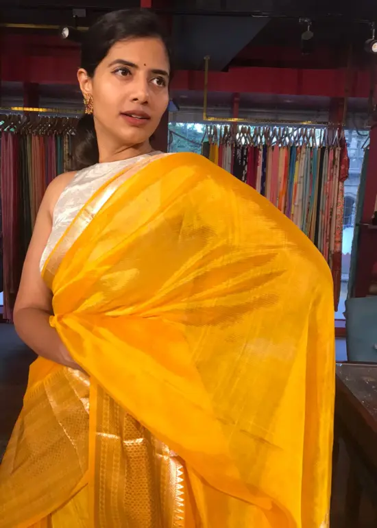Haldi Yellow Mangalagiri Silk Saree
