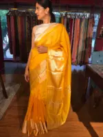 Haldi Yellow Mangalagiri Silk Saree - Image 3