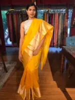 Haldi Yellow Mangalagiri Silk Saree - Image 4