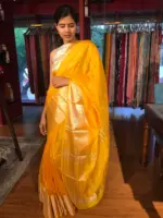 Haldi Yellow Mangalagiri Silk Saree - Image 5