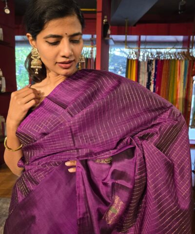 Magenta Kanchivaram Silk Saree with Gold Zari Weaves