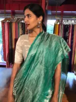 Turquoise Tissue Silk Saree - Image 2