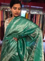 Turquoise Tissue Silk Saree