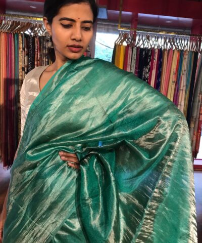 Turquoise Tissue Silk Saree