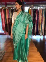 Turquoise Tissue Silk Saree - Image 6