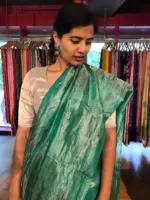 Turquoise Tissue Silk Saree - Image 8