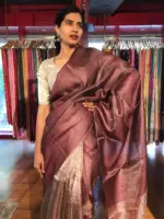 Burgundy Tissue Silk Saree