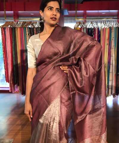 Burgundy Tissue Silk Saree