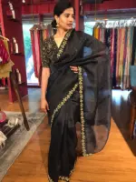 Black Embroidered Organza Saree