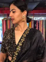 Black Embroidered Organza Saree - Image 4